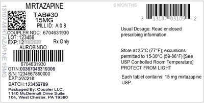 Label (13107 031 05 Mirtazapine 15mg 67046 319 30)